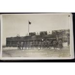 Postcards: Military WWI silk 'Bridge Building' by the Welsh and Cheshire Regiment. An airship in