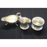 Hallmarked Silver: Sugar bowl, cream jug and gravy boat, Birmingham 7oz