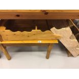 20th cent. Pine coffee table on turned supports. 26ins x 17ins x 18ins. plus two pine wall mounted