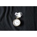 Watches: Silver Waltham key wind Foggs patent watch, white enamel face hallmarked Chester 1876,