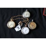 Watches: Pocket or vest gold plated Junghans, Smith with fob chain, Ingersoll and one