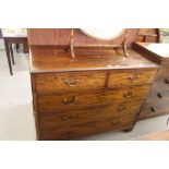 19th cent. Mahogany 2/3 chest of drawers, cock beaded drawer fronts on bracket supports.