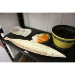 20th cent. Ceramics: Retro items - fish serving dish, Ceramics Portrush, green, black, yellow