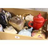 20th cent. Ceramics: Novelty teapots, Royal Crown, Hovis Bread, Post Box, Fire Place, Dogs Sitting