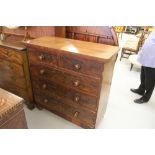 19th cent. Mahogany 2/3 chest of drawers on bun feet.