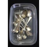 Hallmarked Silver: Spoons, rat tail sugar fretwork bowl spoon. Approx. 3oz.