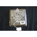 Hallmarked Silver: Letter holder, leather case with organic design London 1894, maker possibly