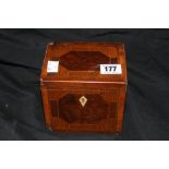 19th cent. Mahogany tea box with boxwood inlay. 5ins.