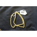 Yellow Metal Jewellery: Belcher chain stamped 750 and tests 18ct. gold, 15 grams