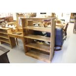 20th cent. Pine open book racks, both with 4 shelves. (2).