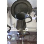 19th cent. Pewter: Stamped Yates sauce ladles x 2, 7ins, a quart tankard James yates plus a