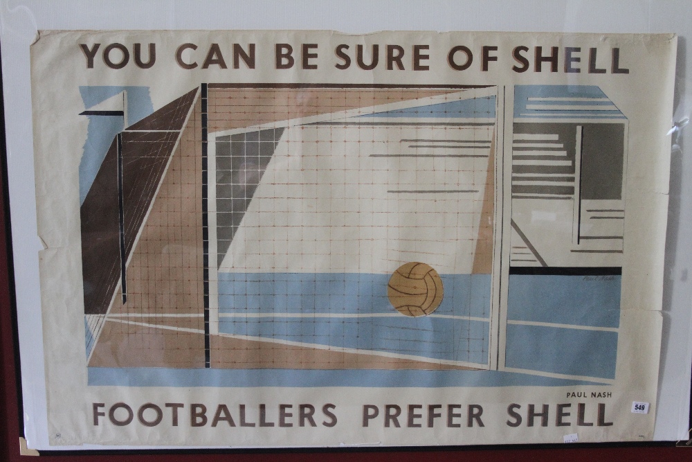 •Ellis Family Archive: Posters - Paul Nash "Footballers Prefer Shell" lithograph in colour 1935