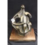 20th cent. Cold cast figure of a Cellist by Anthea Dutot, c1989, carved monogram to base.