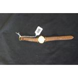 Watches: Cartier Vermeil Quartz gold plated wristwatch with snakeskin strap, stamped Cartier Paris.