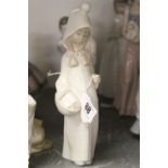 20th cent. Ceramics: Continental figurines, girl holding a candle, girl in hood, sleeping boy,