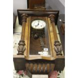 Clocks: Wall mounted mahogany cased regulator clock.