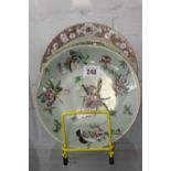 19th cent. Oriental: Cantonese plates, floral decoration 3 x 9ins and 2 x 7½ins.