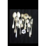Hallmarked Silver: Tea and coffee spoons, ladle with strainer etc. various makers and years.