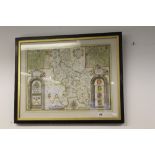 Antiquarian Maps: John Speed early 19th cent. Map of Buckinghamshire from a book, viewed on both