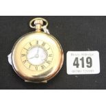 Watches: Half Hunters hallmarked 9ct. gold, white enamel face, signed, Vertex 17 jewel case,