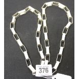 Hallmarked Silver: Designer jewellery Graham Watling necklace, open rectangular links, bark