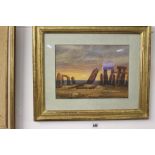 Early 19th cent. English School: Primitive watercolour "Stonehenge", unsigned. Framed and glazed.