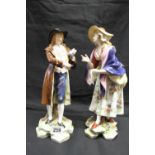 19th cent. early 20th cent. Continental figures of a young man and woman, one bears an underglaze