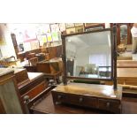 19th cent. Mahogany dressing table with square swing mirror, the base having three drawers, the
