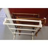 Edwardian mahogany towel rail, a 19th cent. painted towel rail plus a 20th cent. pine towel rail. (