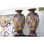 Early 20th cent. Satsuma Japanese vases decorated with court scenes in multi colours.