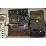 20th cent. Travel Trunks by 'Watajoy", metal bound x 2 plus a tin trunk & two steamer trunks. (6