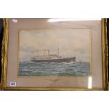 Bernard Finegan Gribble 1873-1962 watercolour 'RMS Orsova of the Orient Steam Navigation Co.',