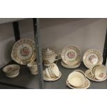 20th cent. Ceramics: Simpsons Solian ware half tea set decorated with floral motif with gilt lace