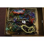 Costume Jewellery: Beads, large quantity of necklaces.