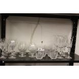 Glassware: Cut glass table glasses; 4 brandy, 6 champagne, 6 wine & 6 misc tumblers. (22).