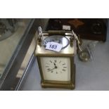 Clocks: 20th cent. Carriage clock, brass cased, door missing from rear. 5½ins.