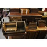 20th cent. Stationery: Letter racks, various woods, wall and desk mounted x 6.
