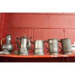 Pewter: Victorian quart tankards - a pair inscribed Samuel Stanton Peckham, plus misc. collection of