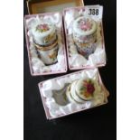 The Leonardo Collection: Porcelain collectable trinket pots, boxed. (3).