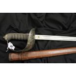 Military Edge Weapons: Officers sword 1897 pattern with brown leather scabbard, Edward VII cipher.