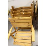 20th cent. Pine folding garden chairs plus rattan seated & backed folding chairs. (6)