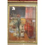 Rachel hamming Bray 1943 -, Watercolour 'Tulips by Lamplight', monogram lower right. Framed and