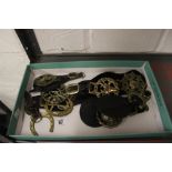 19th/20th cent. Brass horse ornaments on leather mounts.