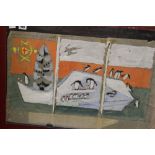 Ellis Family Archive - Clifford Ellis 1907-1985: Watercolour on tissue paper "Penguins on an