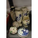 20th cent. Ceramics: Masons ginger jar, jugs x 2, 2 x pair of vases plus a single jar etc.