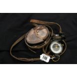 WWI Militaria: Prismatic compass ER Watts & Son 1915 No 8986 with bench mark plus a brown leather