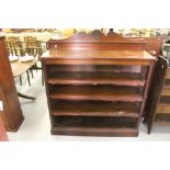 19th cent. Mahogany 4 shelf book rack with back board carved Tudor rose. 48ins. x 53½ins. x 14ins.