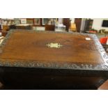 Late 19th cent. Rosewood writing slope, brass inlay has some damage 20ins. x 10ins.