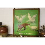 20th cent. Hand painted pub hanging sign 'Fox and Geese' from pub of that name in Ickenham,