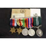 Medals: WWII Air Efficiency Award 1939-45 Medal Defence medal Africa star 39-45 Star to Cpl. C. Batt
